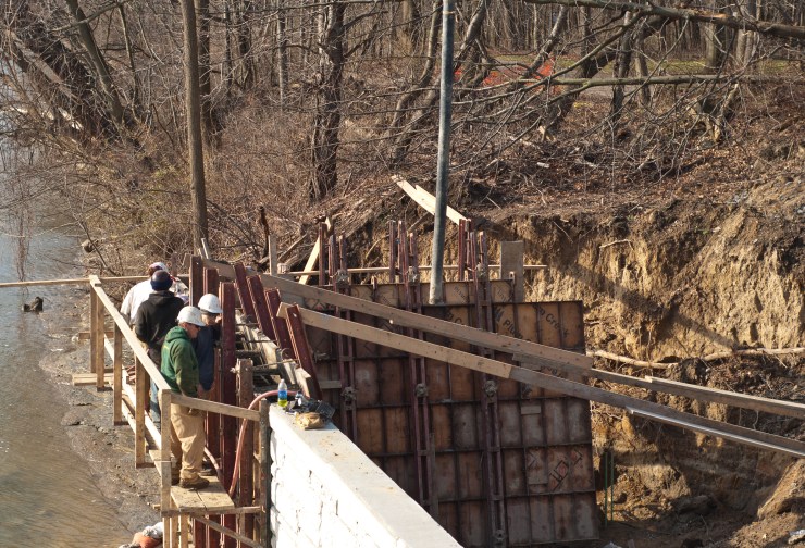 The riverbank reclamation project is in full swing! Hopefully it will prevent future erosion.